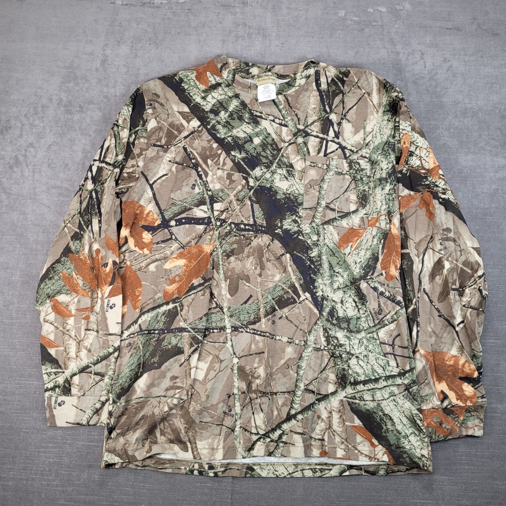 Outfitters Ridge Vintage‎ Hardwood Camo Long Sleeve Hunting Shirt Pocket Mens Lg